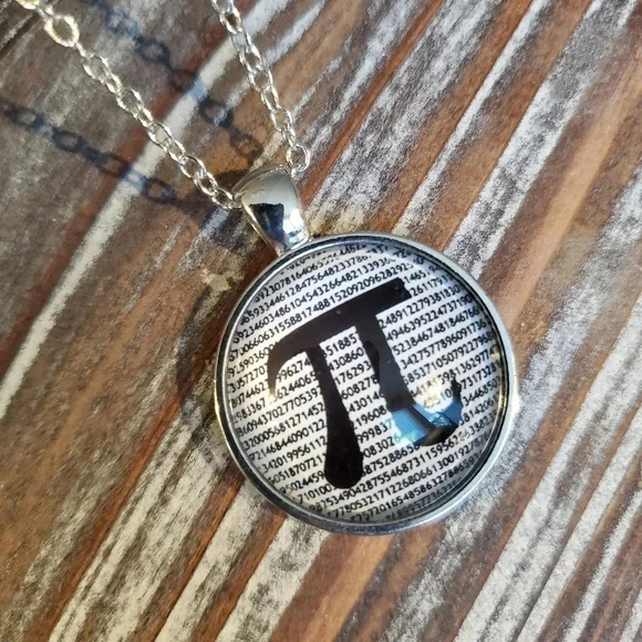 Pi Number Math Geek Necklace Silver - Picture 1 of 4